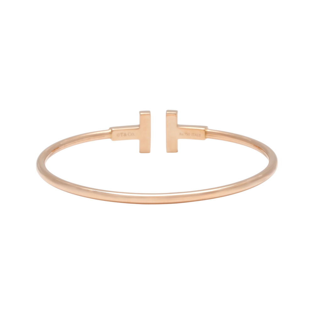Tiffany & Co. Tiffany T Wire Bracelet 18K Rose Gold Onyx 64028650