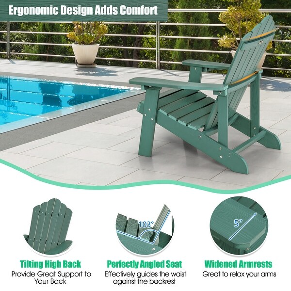 Costway Patio HIPS Adirondack Chair with Cup Holder Weather Resistant
