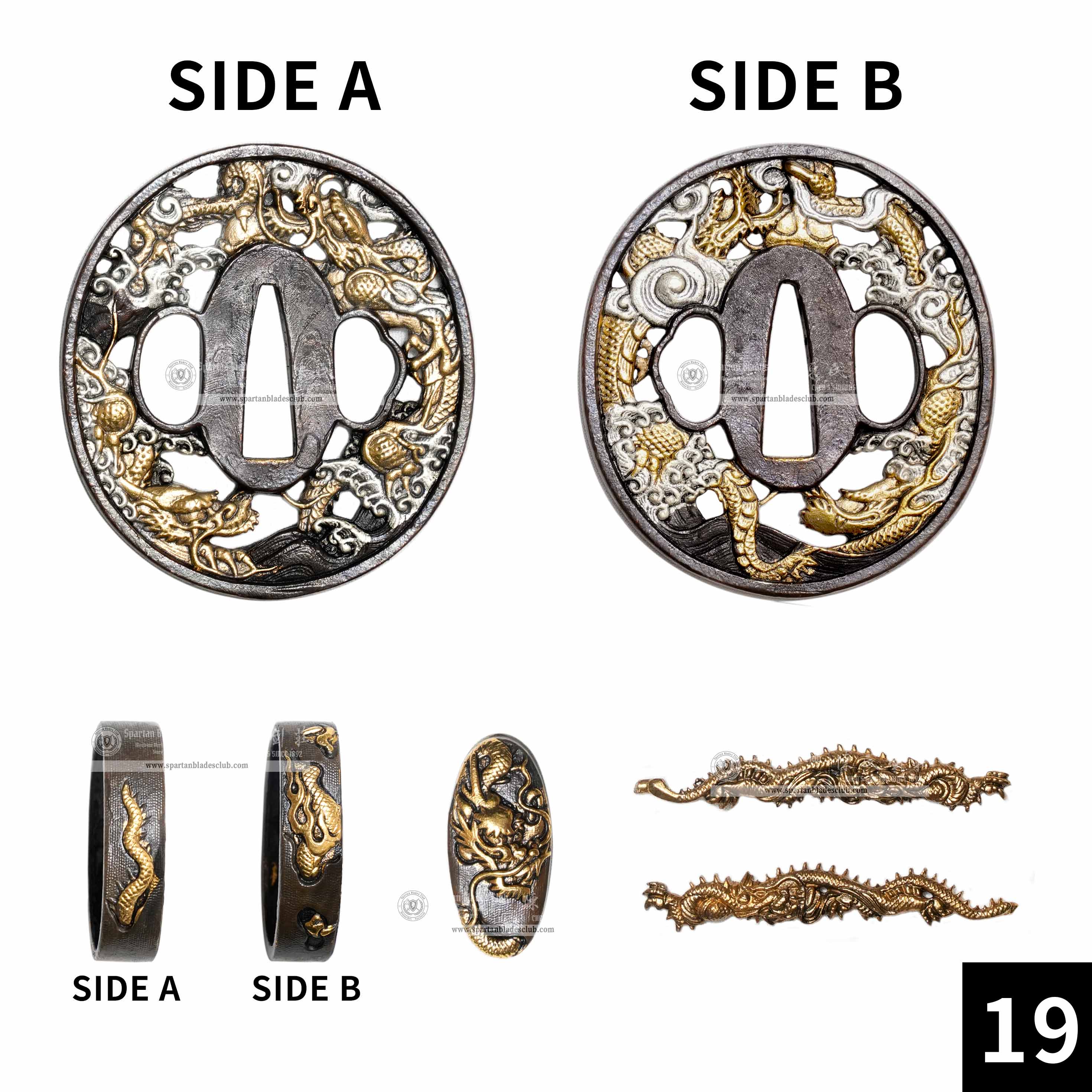 Custom Your Katana | Loong（Chinese Dragon） | Complete Set Fittings (Brass Gilded) | Spartan Blades Club | CHEN'S SWORDS 1892 - Spartan Blades Club - 陳氏劍莊1892