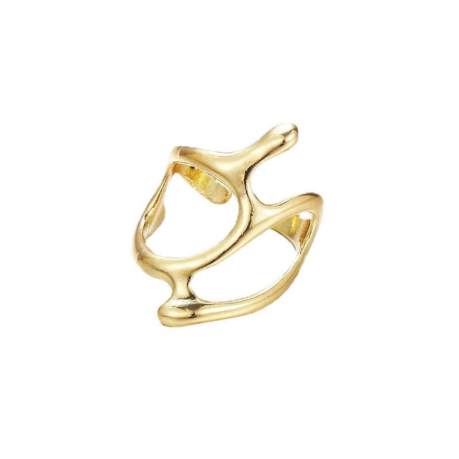 Gold Irregular Geometric Open Ring for Women