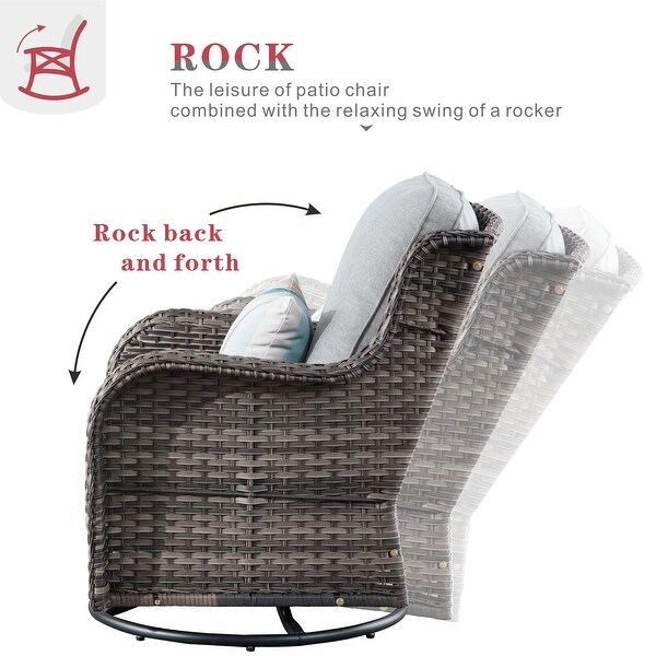 OVIOS 6piece Rattan Wicker Patio Furniture Set Swivel Gliding Chair Set