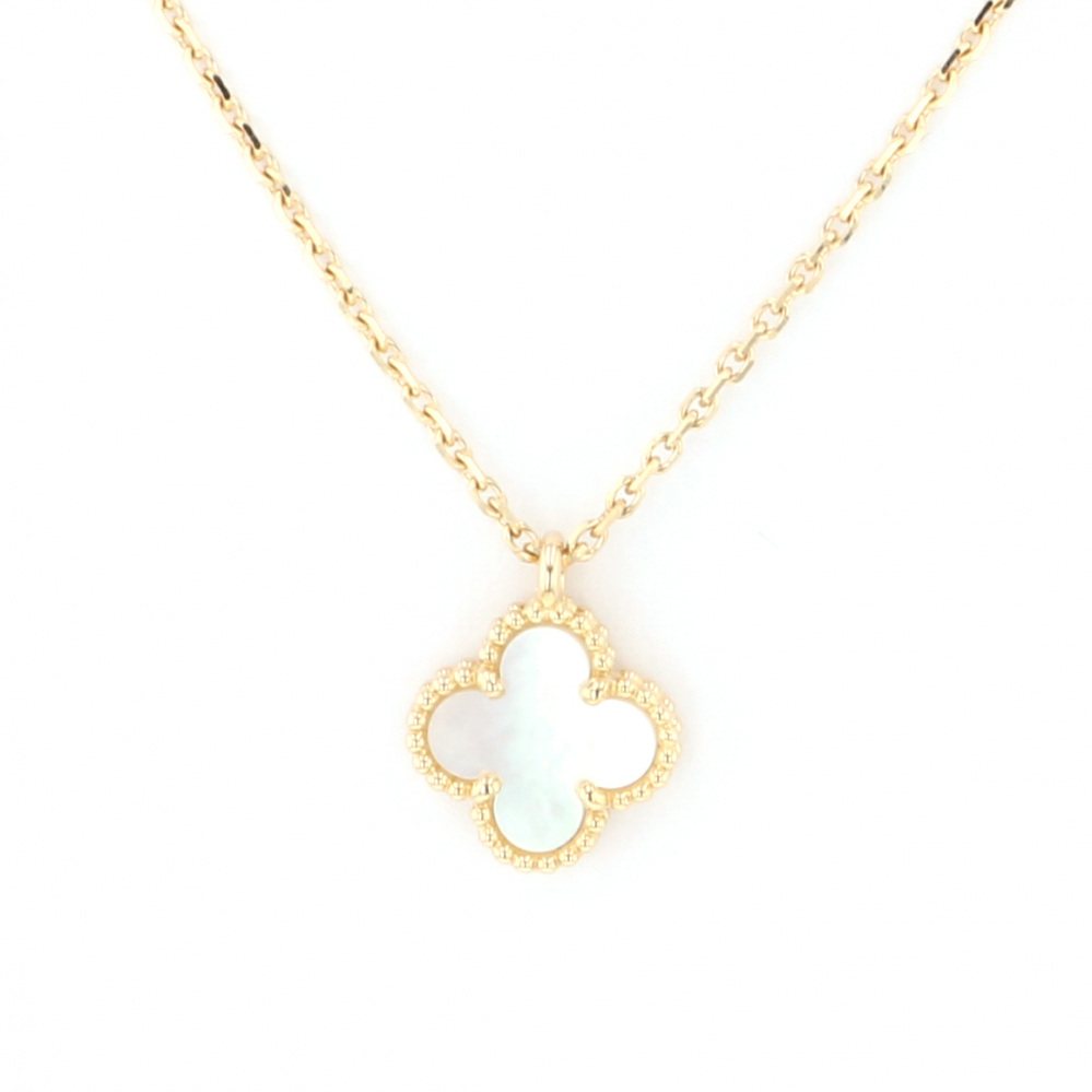 Van Cleef & Arpels Sweet Alhambra Necklace 18K Yellow Gold Mother of Pearl
