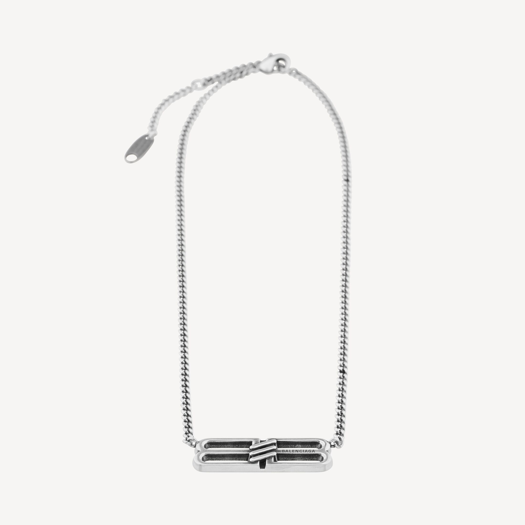 BALENCIAGA BB ICON NECKLACE IN ANTIQUE SILVER