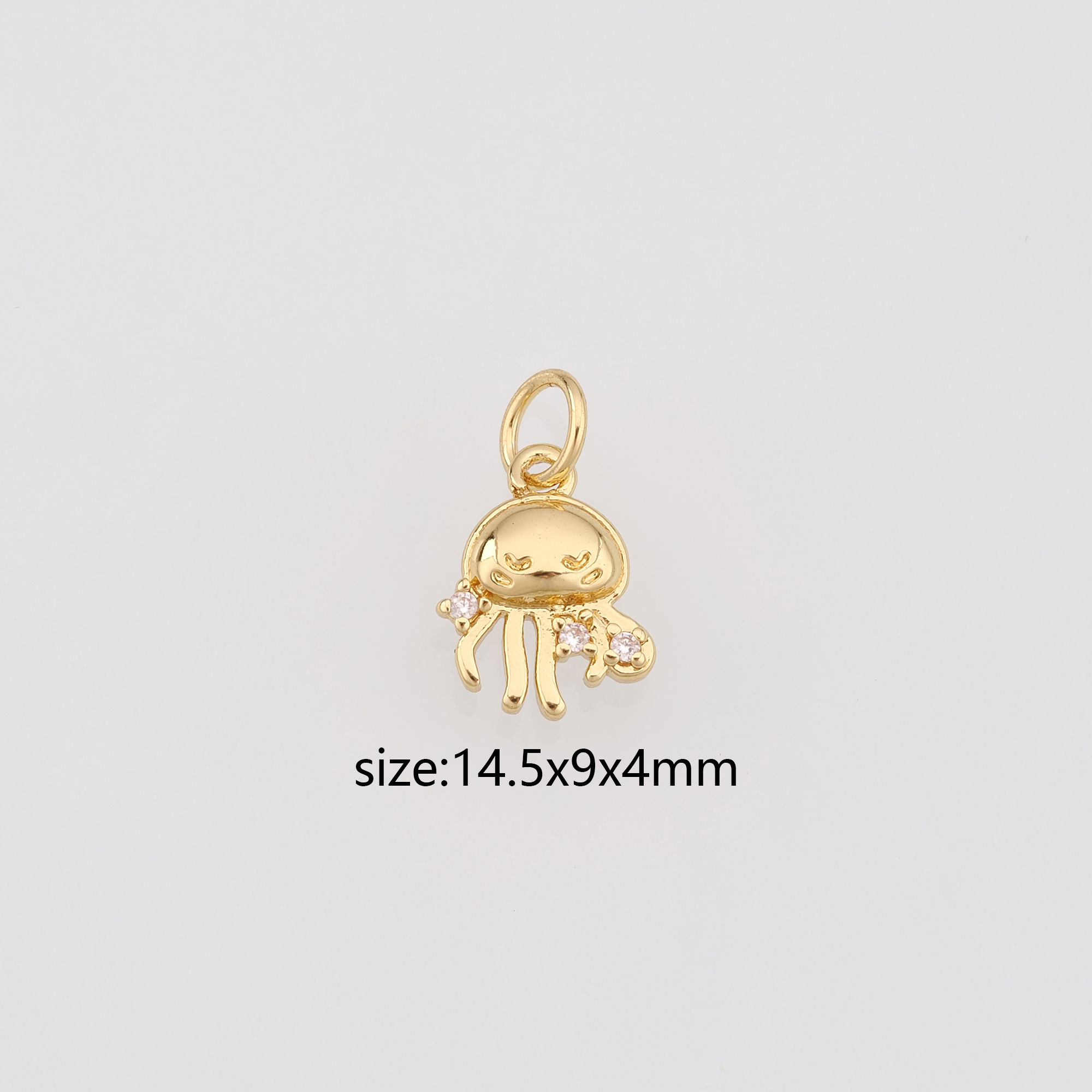 18K Gold Filled Jellyfish Pendant,CZ Jellyfish Charm Earrings Necklace for DIY Jewelry Making Supply