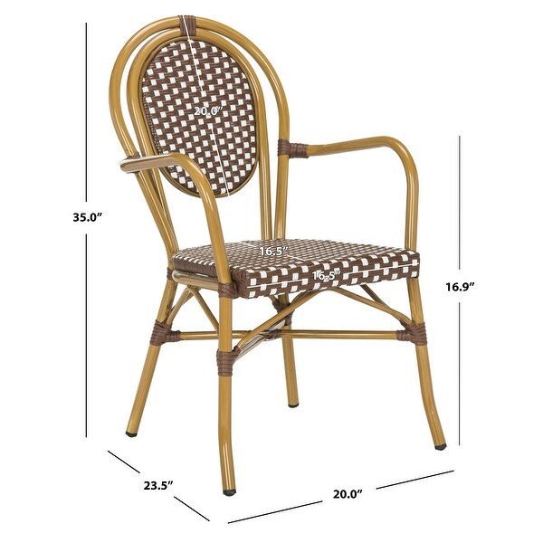 SAFAVIEH Rosen Bistro Stacking Brown/White Arm Chair (Set of 2)