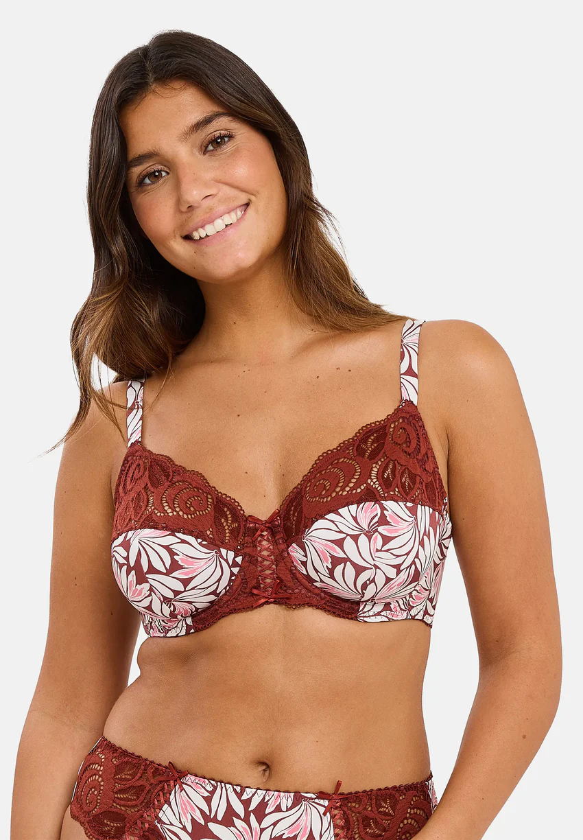 Soutien-gorge emboîtant Amélie Print Imprimé Floral Rouge Cabernet