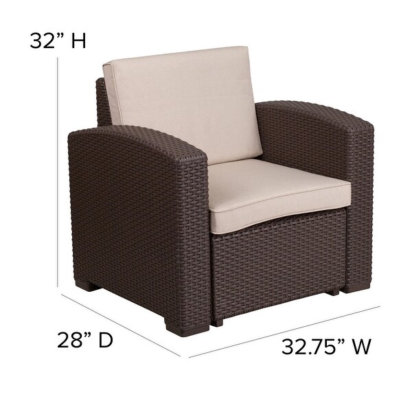 Faux Rattan Chair with AllWeather Cushion