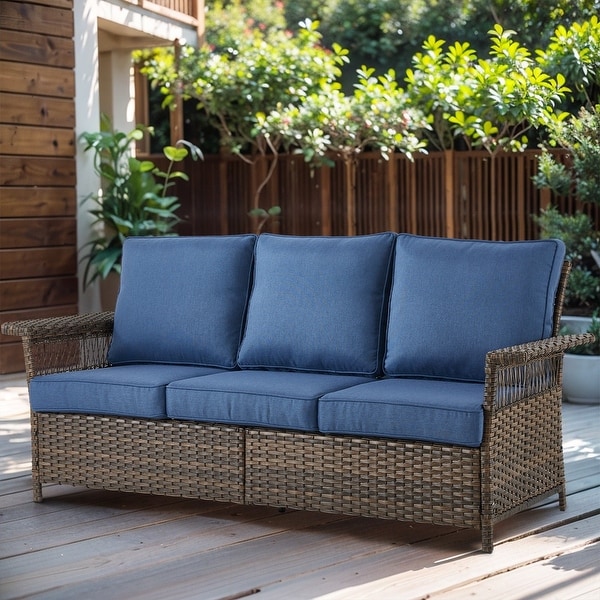 Gymojoy Premium Outdoor 3Seat Rattan Sofa with Comfortable Cushions