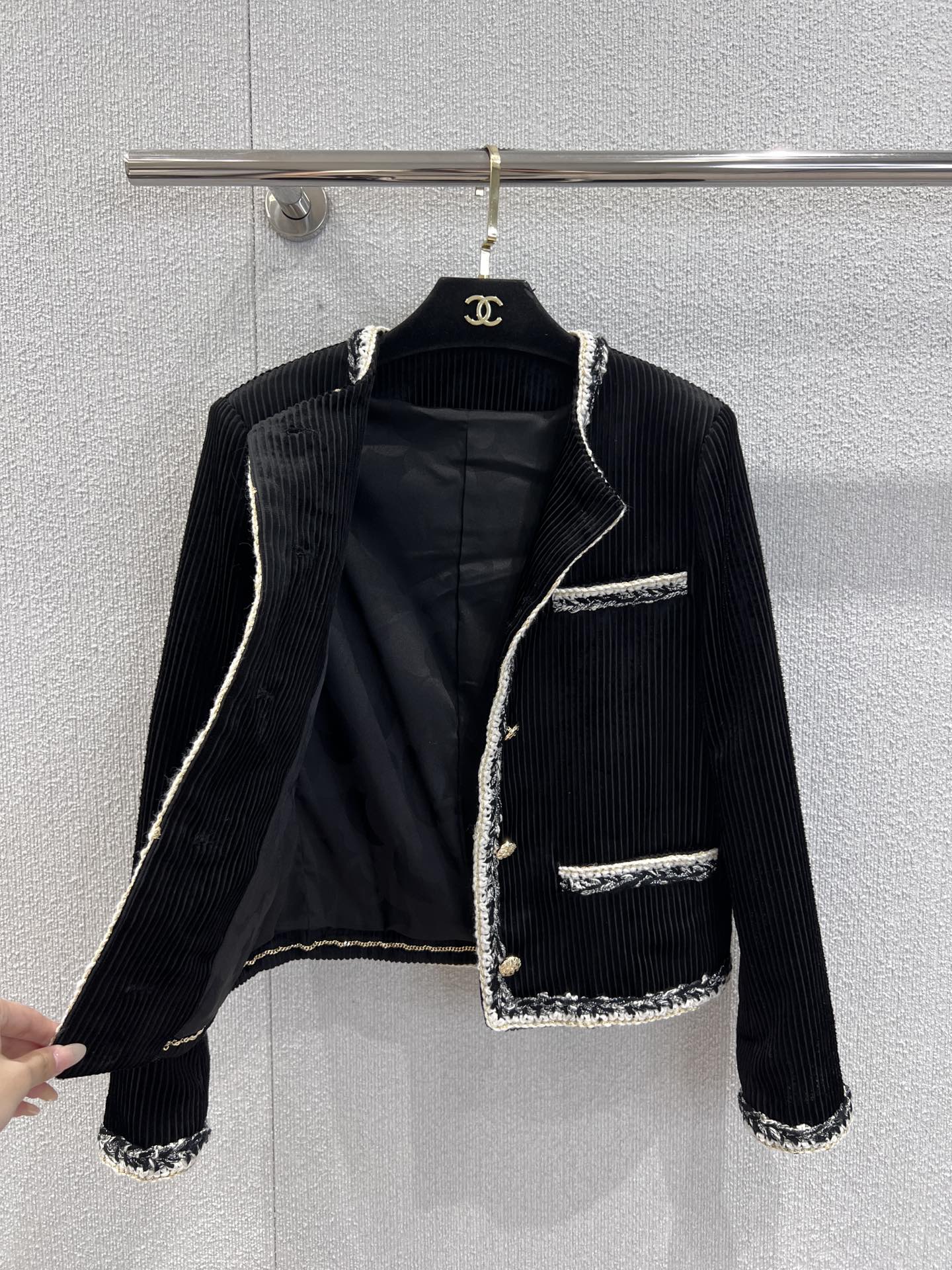 Chanel 25K Haute Couture Collection Vertical Striped Corduroy Jacket - cnluxepick
