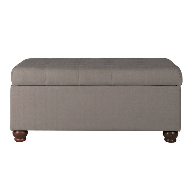 Large Tufted Storage Bench Textured Gray Homepop