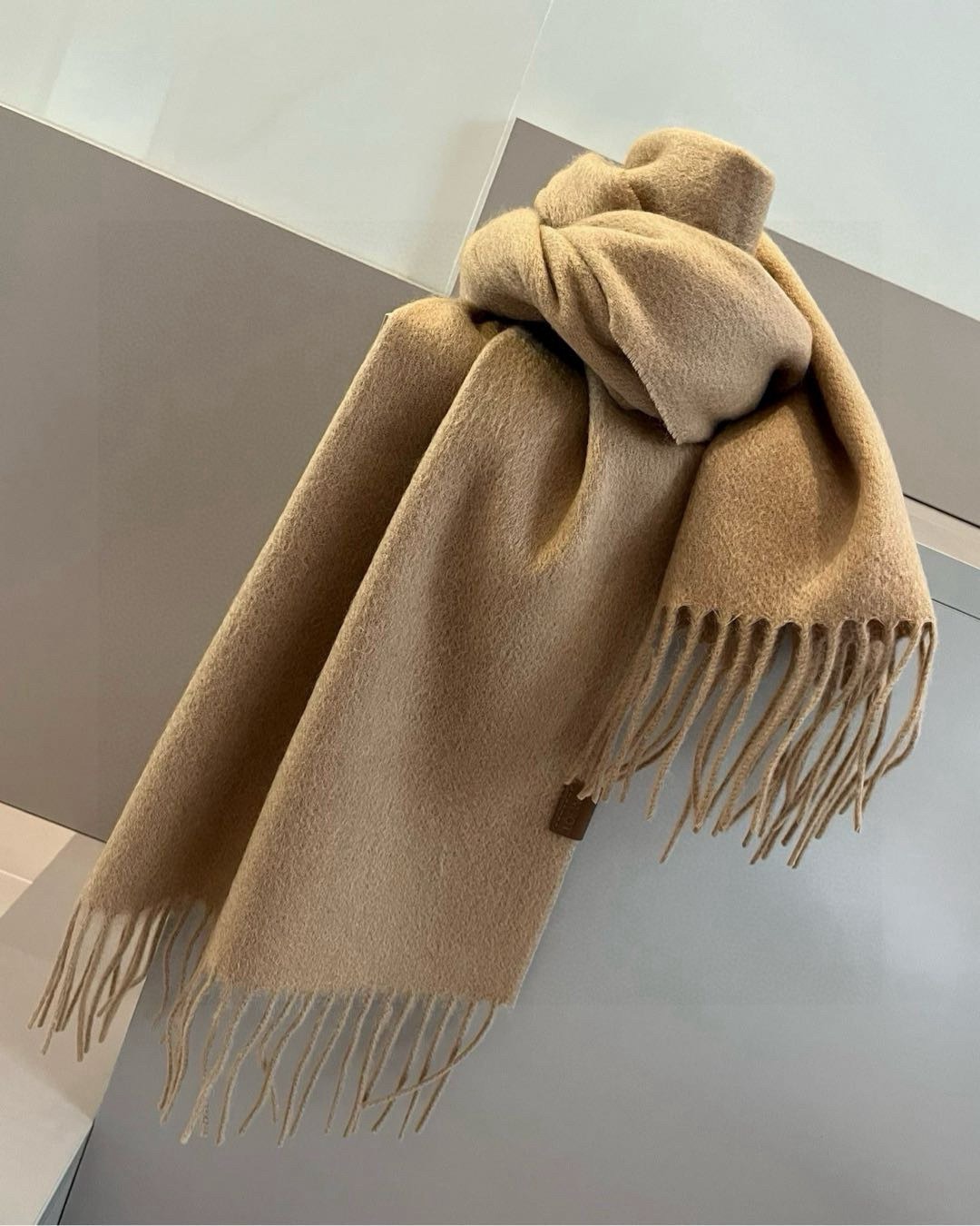 Loewe Mohair Scarf Solid Beige For Women 180cm