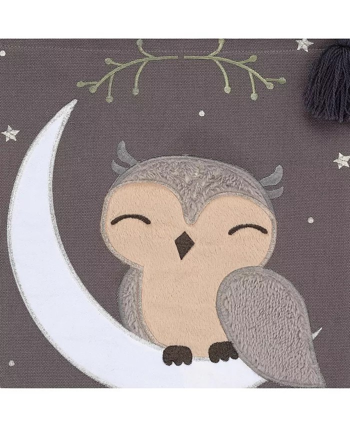 Lambs and Ivy Owl Canvas Banner Nursery Wall Art   Wall Hanging - Gray