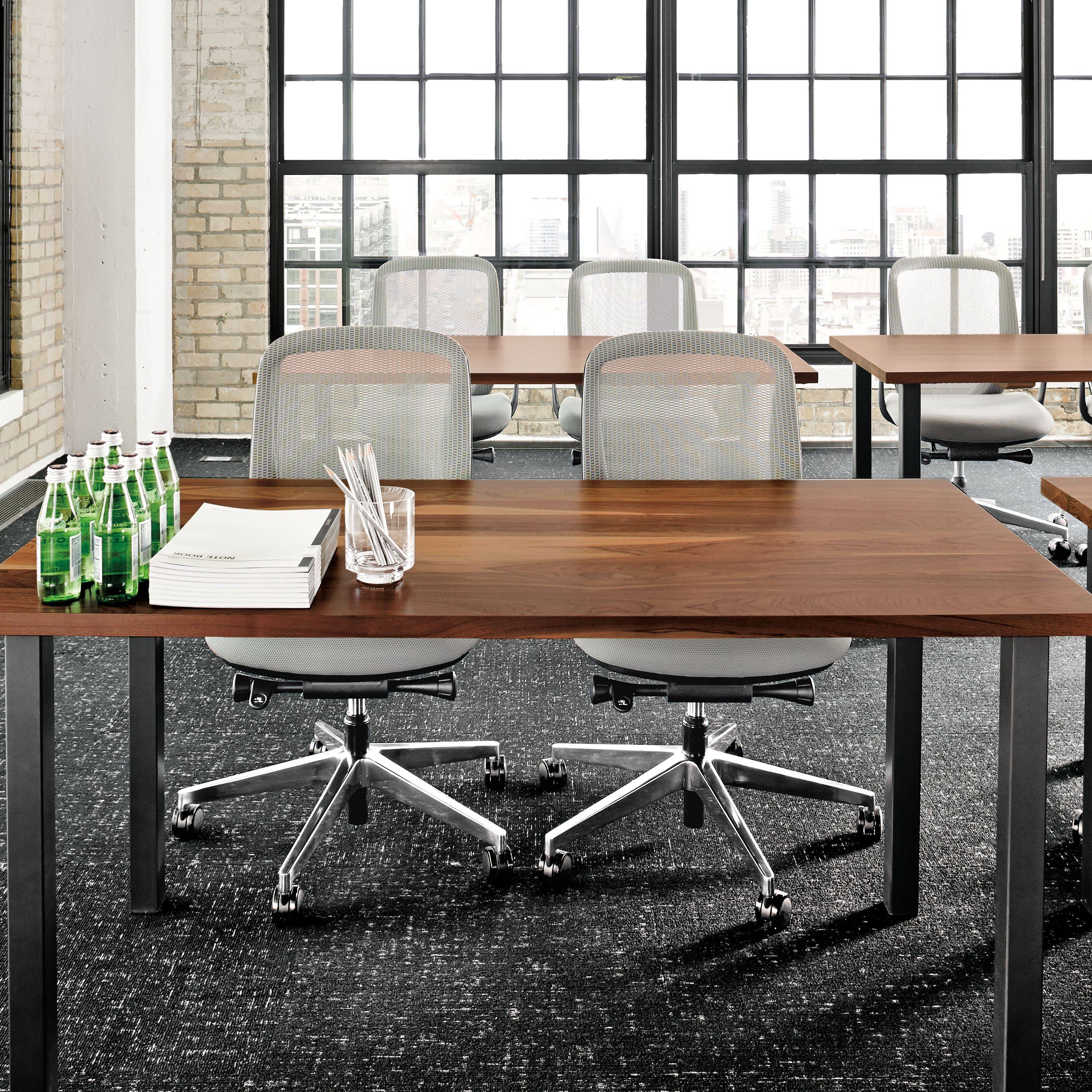 Room u0026 Board | Modern Parsons Leg 48W 24d Table w/ 2x22 Leg | Cherry Top w/ Natural Steel Base