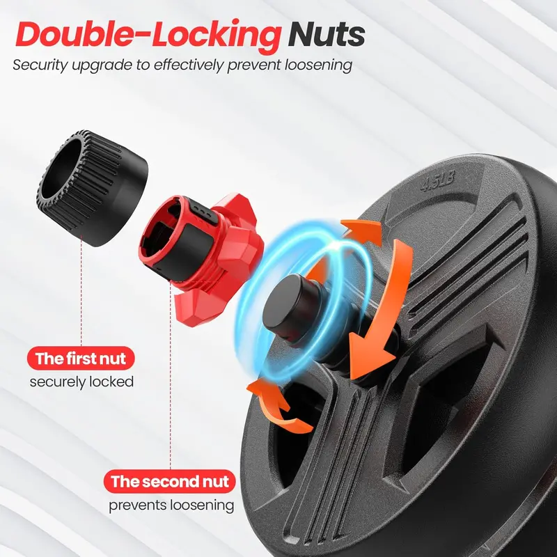 Upgraded Adjustable Dumbbell Kit – Locking Nuts, Push-Up Stand & Barbell Conversion