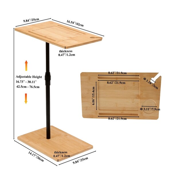 Rectangle Bamboo Metal Adjustable Height Multifunctional Sofa Side Table