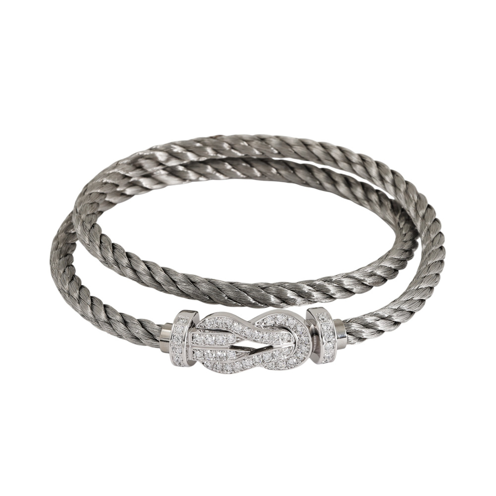 FRED Chance Amphini Bracelet 18K White Gold & Stainless Steel Diamond 0B0103-6B0275