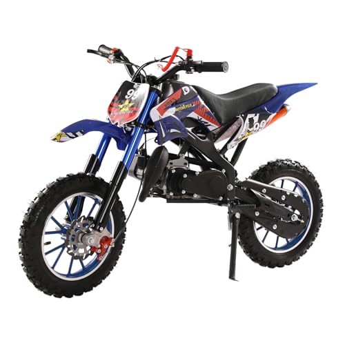 50cc Dirt Bike 2-Stroke Kids Dirt Bike Kids Motorcycle Dirt Bike for Kids Gas Power Motocross Off Road Mini Dirt Bike Pocket Motorbike Racing Max Speed 40KM/H with Front Rear Disc Brakes