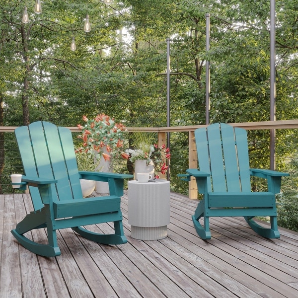 Commercial AllWeather Rocking Adirondack Chair with Swiveling Cupholder