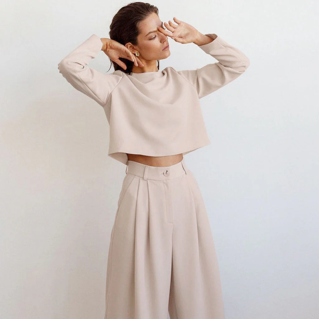 Wide Leg Pant Set & Cropped SweatshirtClistos