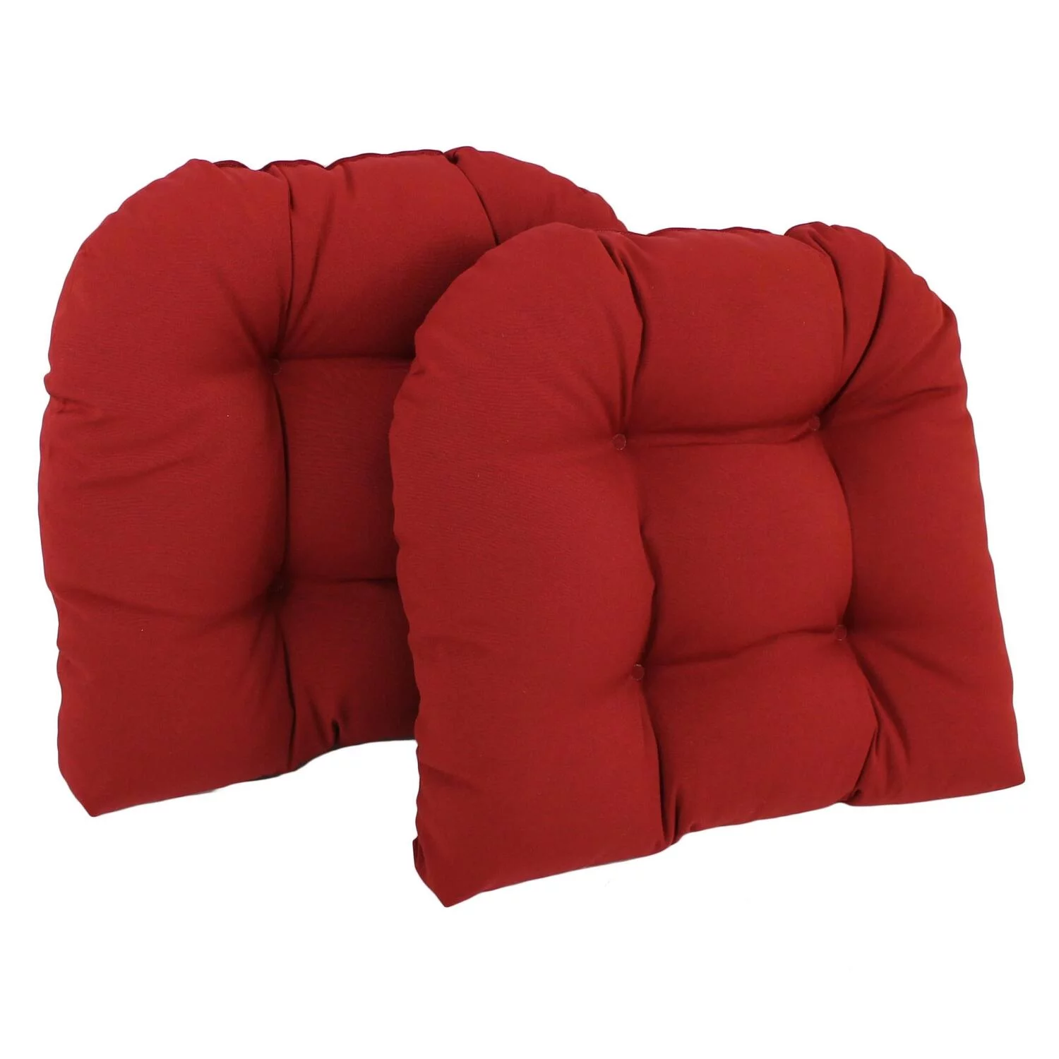 Blazing Needles  19 in. U-Shaped Twill Tufted Dining Chair Cushions, Ruby Red - Set of 2