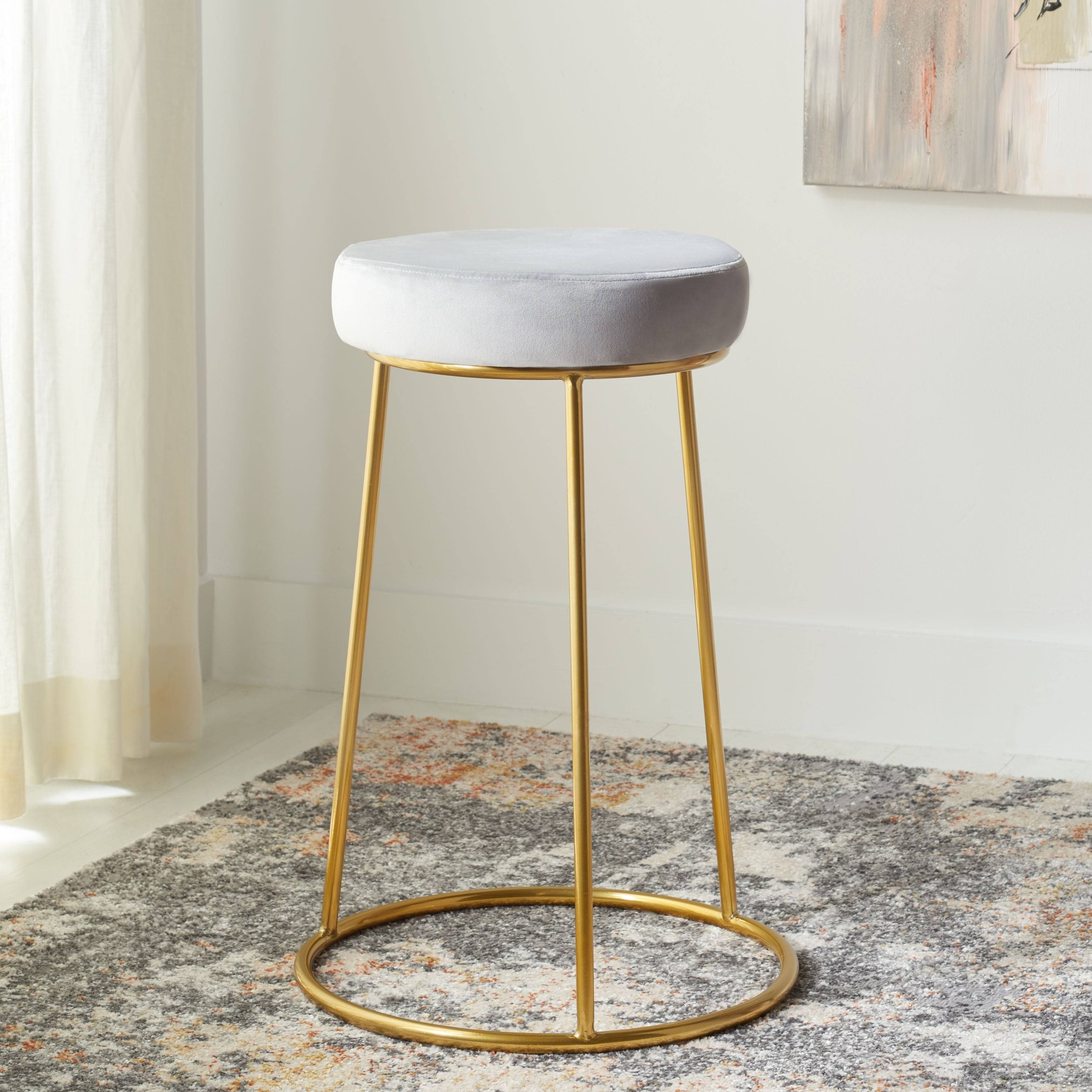 Safavieh Kellie Round Counter Stool - Light Grey / Gold