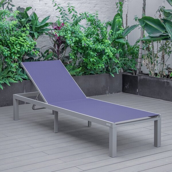 Aluminum Beach Pool Sun Lounge Chair Sling Mesh Fabric Reclining Stackable Lounger Chair