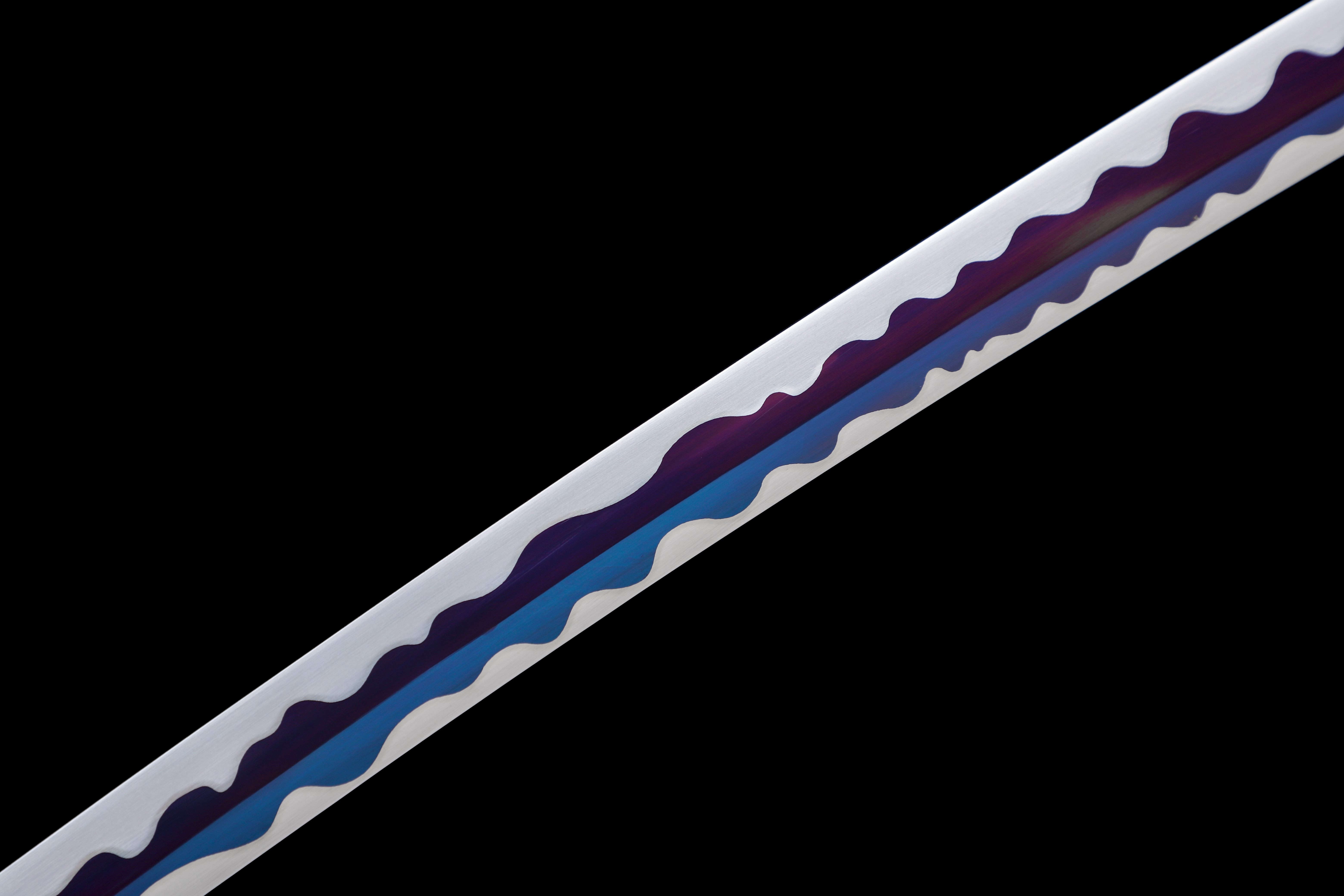 Handmade Katana 9260 Spring Steel Purple Blade Flower Tsuba Full Tang