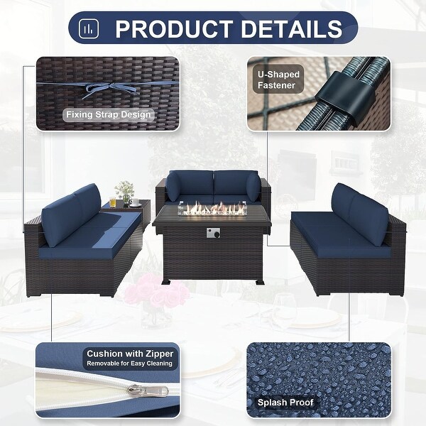 Patio Furniture Sectional Sofa Set,PE Rattan Swivel Rocking Chairs Patio Conversation Set