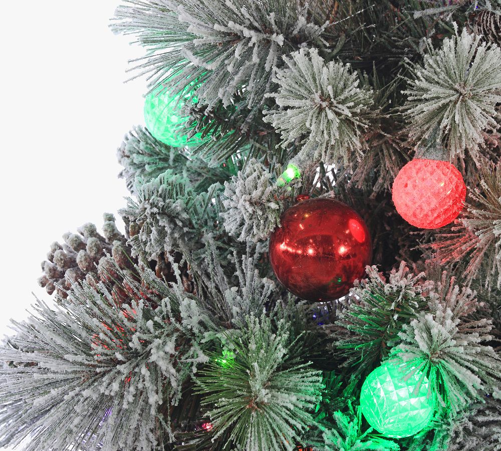 Lit Multi-Colored Flocked Pine Faux Christmas Tree - 4.5 Ft.  sgtnighsdesigns