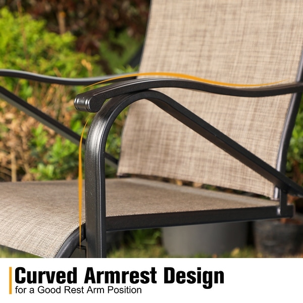 7Piece Patio Dining Sets ,6 Textilene Fabirc Chairs and 1 Metal Table with 2.1'' Umbrella Hole