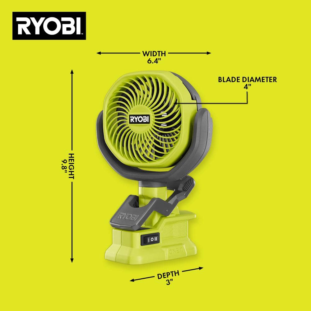 RYOBI ONE+ 18V Cordless 4 in. Clamp Fan PCF02B