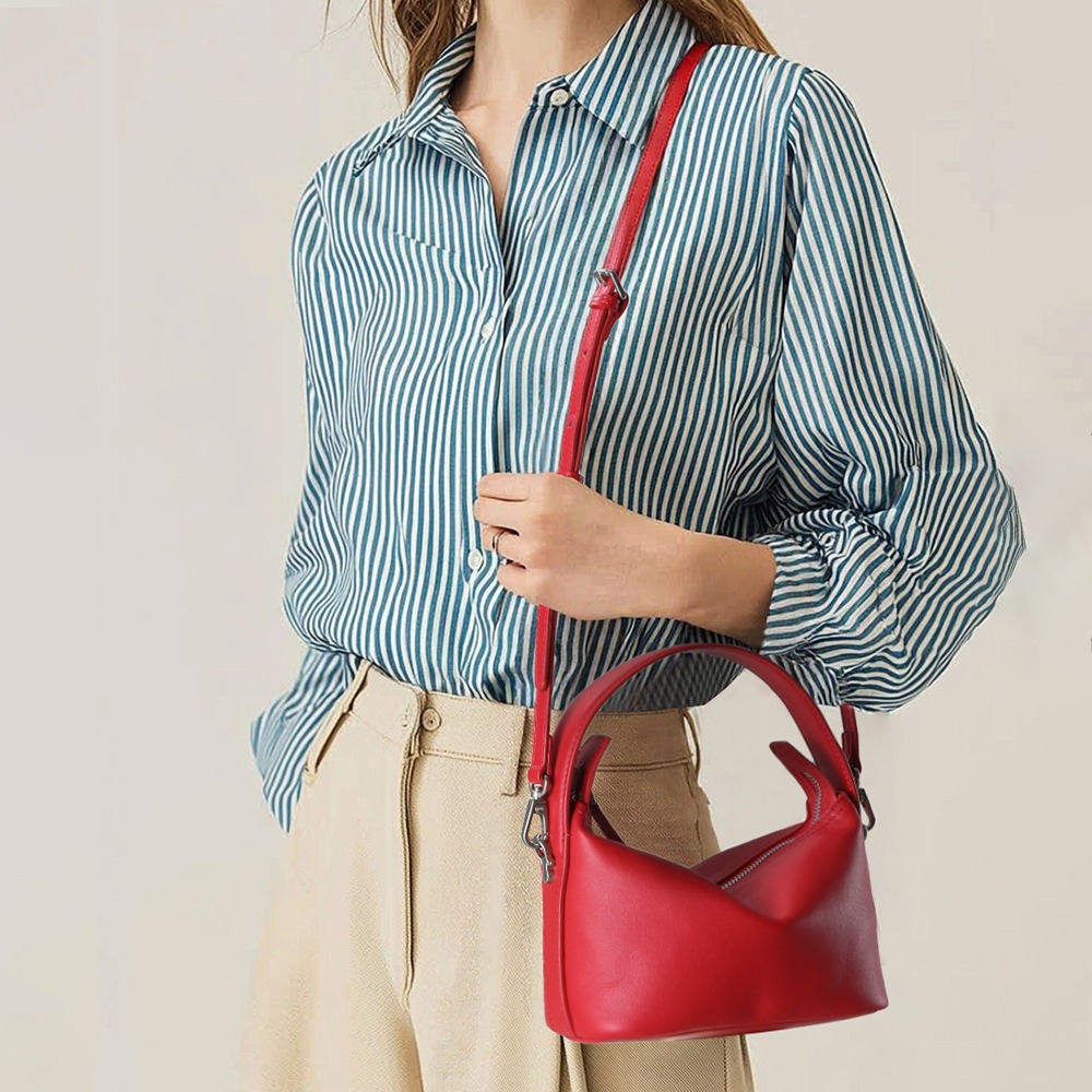 Bold Minimalist Geometry Origami Red Crossbody Bag