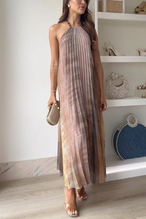 Elegant Halter Print Maxi DressClistos