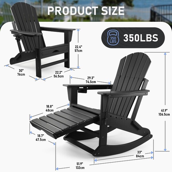 Vrakae Folding and Rocking Adirondack Chair with Ottoman
