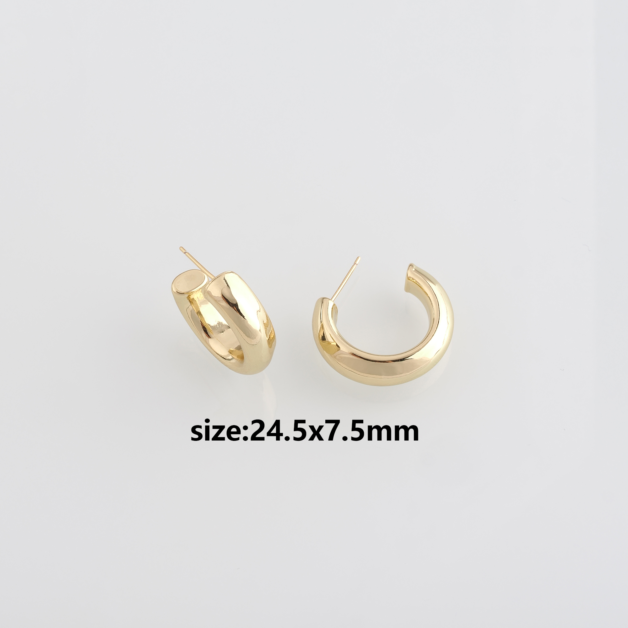 18K Gold Filled Thick Stud Earrings,Thick Earrings,Everyday Earrings,Dainty Earrings,Gold Hoops Huggie,Minimalist Earrings