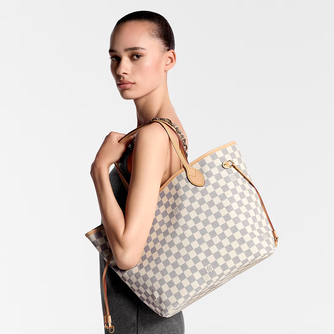 Louis Vuitton Neverfull MM Tote Bag Damier Azur Canvas Rose Ballerine 31cm N40603 1