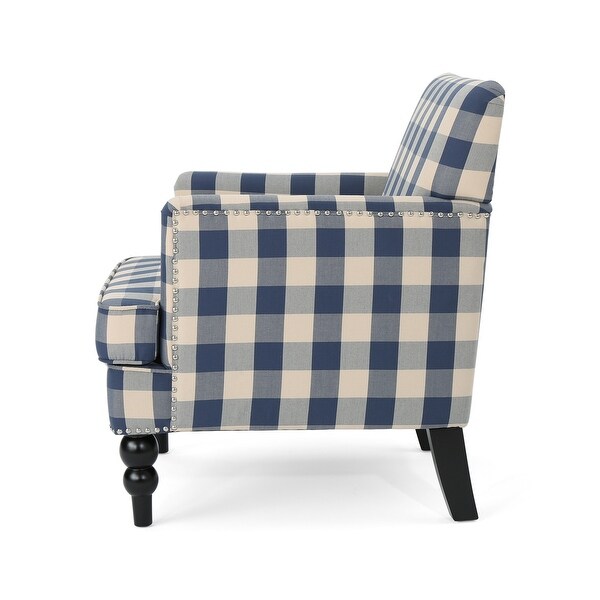 Modern Fabric Tufted Club Chair with Arms and Nailhead,Easy to Assemble