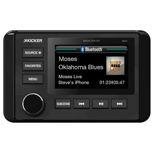 Kicker Kmc4 Waterproof Radio with Stinger Marine Seadash3W Universal Marine 3x22 Radio Dash Kit - White