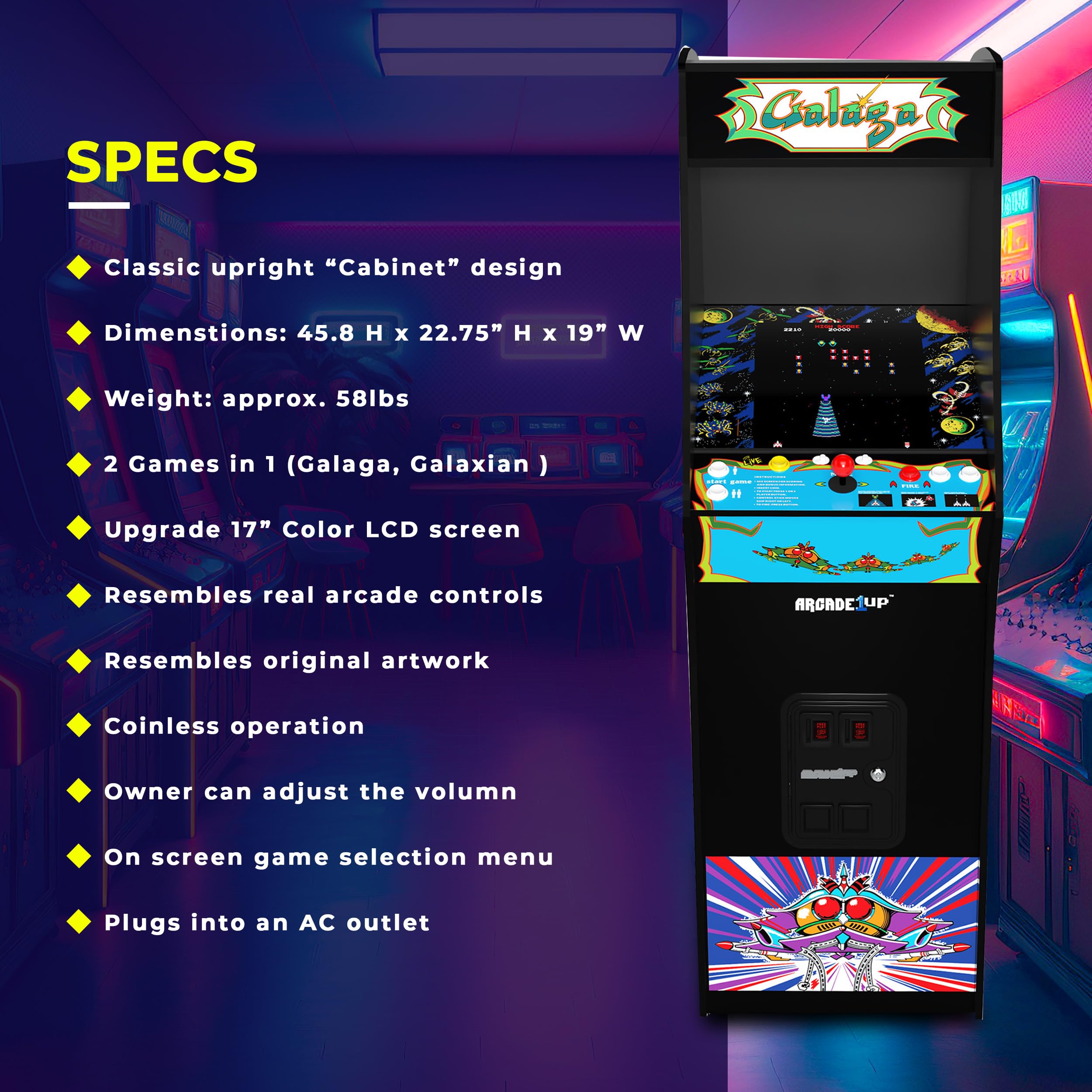 Arcade1Up Machine 5 Foot Tall Stand Up Cabinet