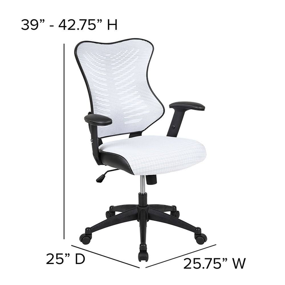 Offex High Back Designer Mesh Executive Swivel Ergonomic Office Chair with Adjustable Arms - White
