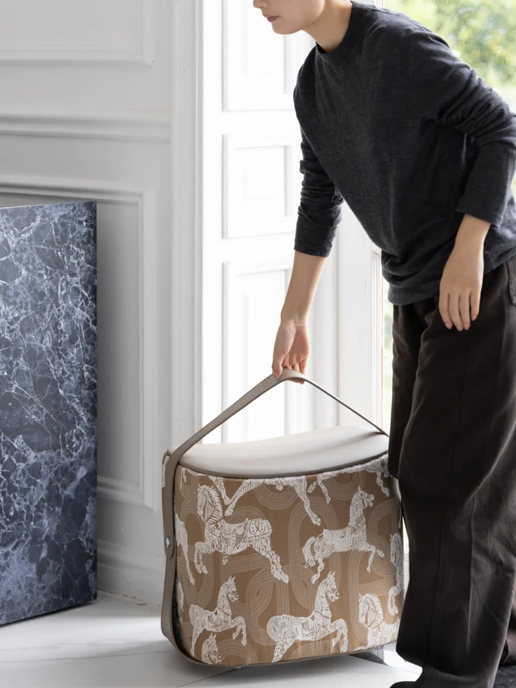 CH079 - H Deco Saddle Stool Orange Golden Brown: Portable, Bedside, Living Room, Versatile Side Table