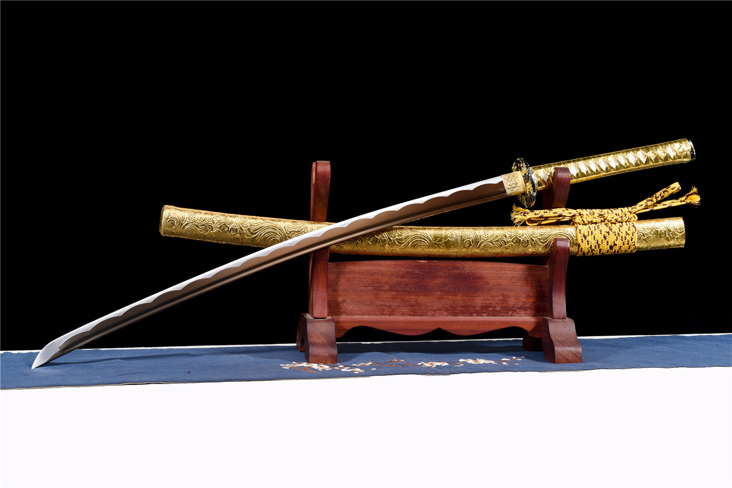 Handmade Japanese Katana High Carbon Gold Blade Qilin Tsuba Full Tang