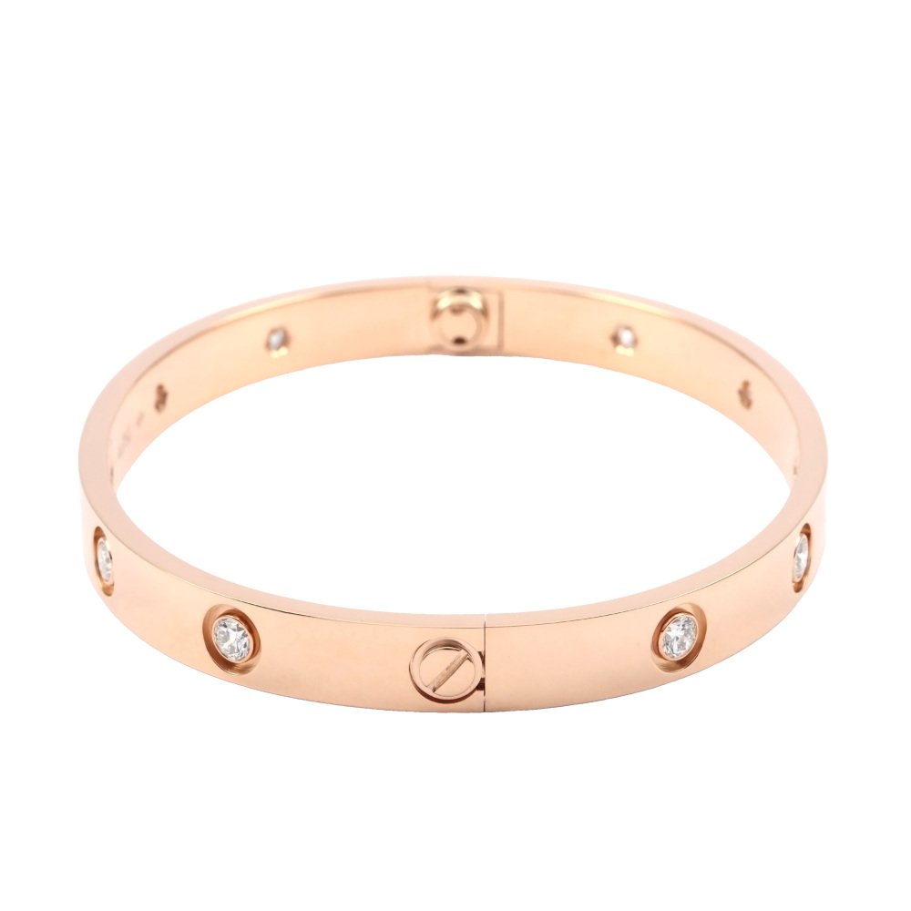 Cartier Love 10P Diamond Bracelet 18K Rose Gold B6040600