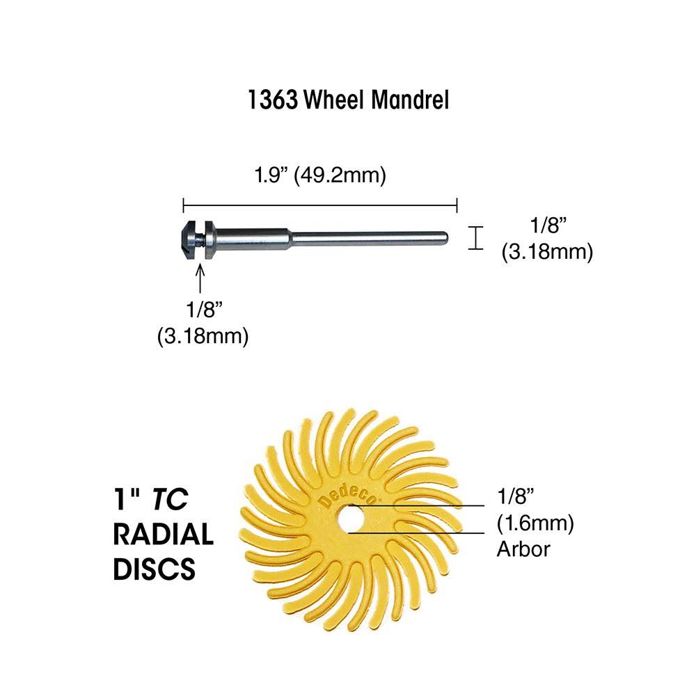Dedeco 1930 - Sunburst 7/8 in. Dual Radial Discs - 1/16 in. 600-Grit (Pumice) Arbor Rotary Polishing Tool Fine (48-Pack)