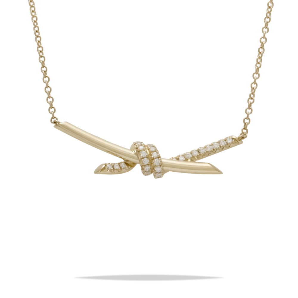 Tiffany & Co. Knot Necklace 18K Yellow Gold Diamond 68887216