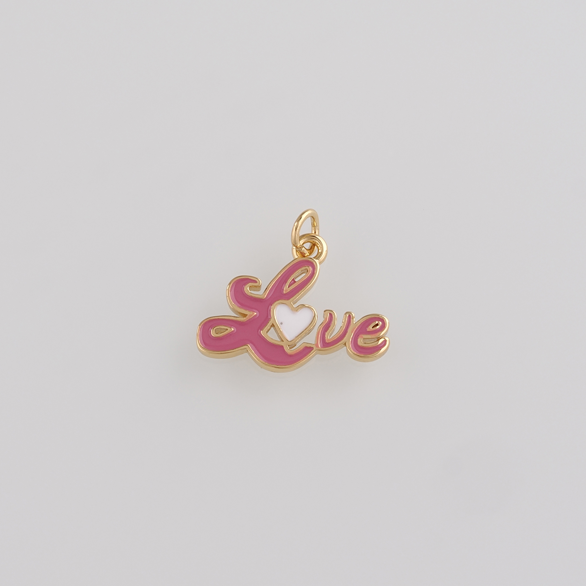 18K Gold Filled Love Pendant,Enamel Love Charm Earrings Necklace for DIY Jewelry Making Supply