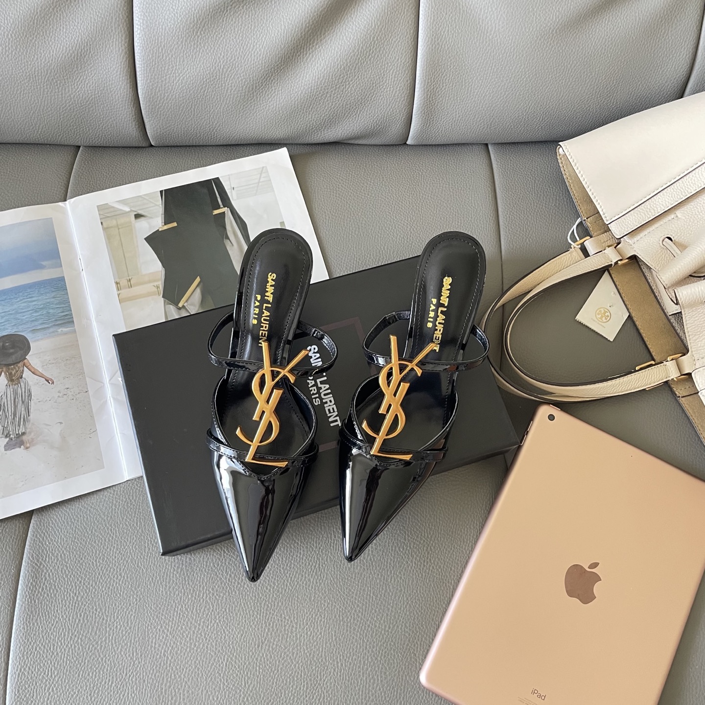 YSL summer letter buckle pointed sandals - cnluxepick