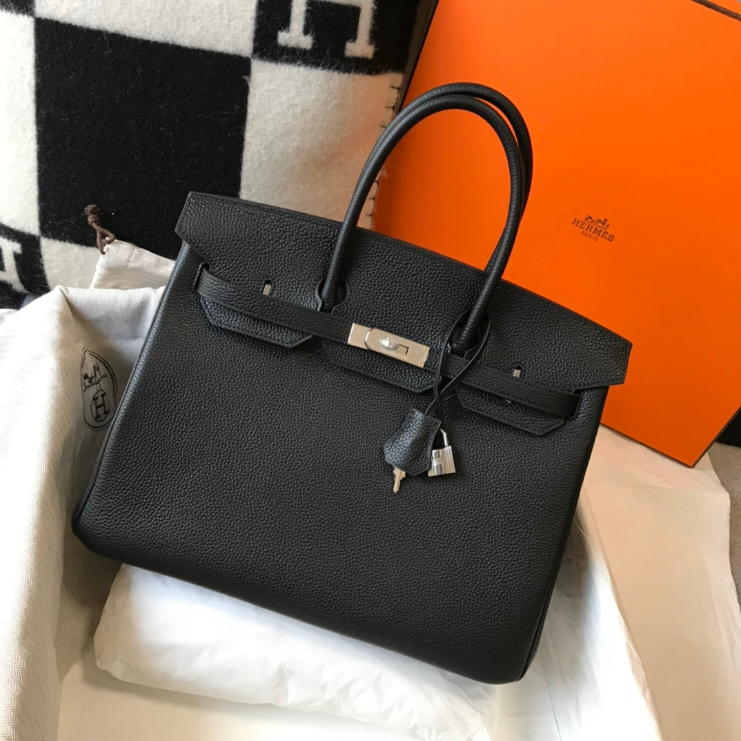 Hermes Birkin 35Cm Bag Black Togo Silver Hardware