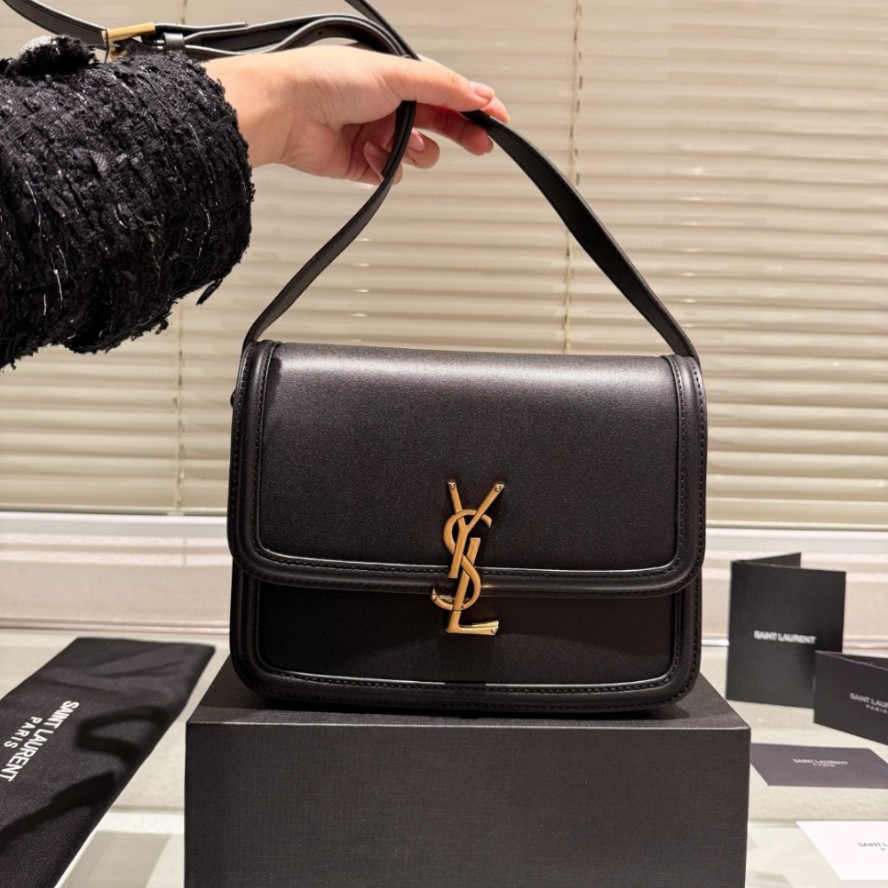 Saint Laurent Solferino Medium Satchel In Box Leather Lining Black 23Cm