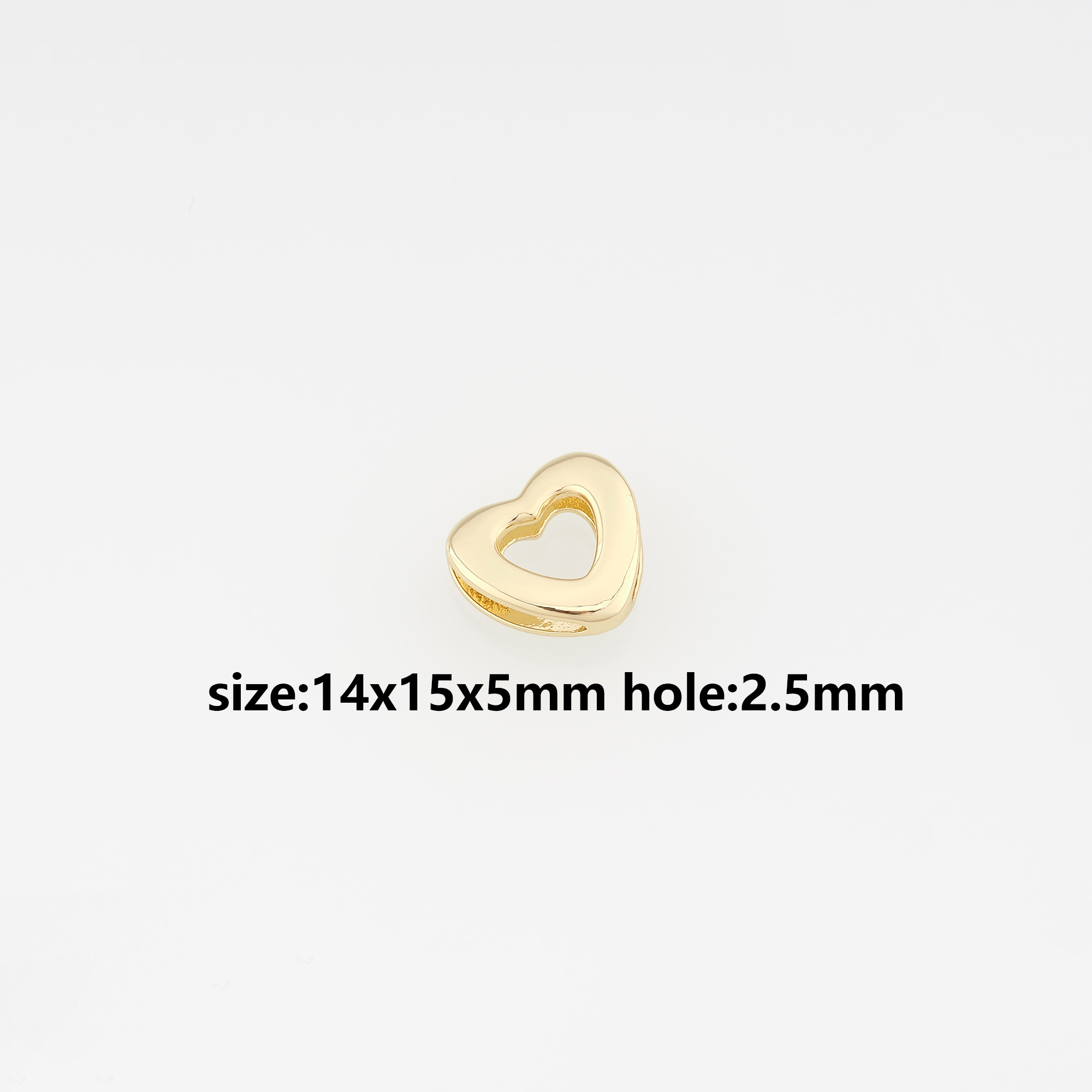 18K Gold Filled Heart Spacer Beads,Heart Bead for Bracelet Jewelry Necklace Making Supply